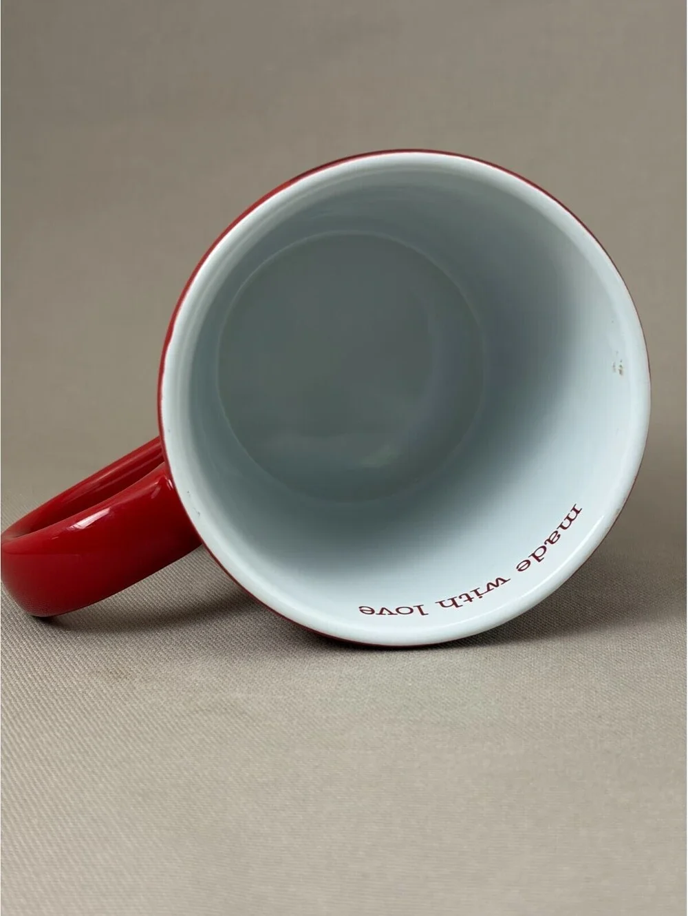 Disney Jumping Beans Mickey Mouse Red Hearts Coffee Mug Cup Made With Love 2015